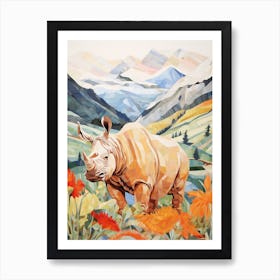 Rhino With Leafy Plants Poster