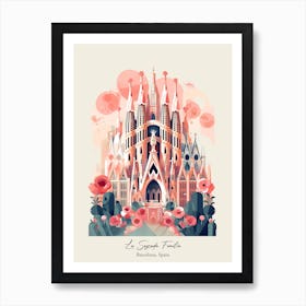 La Sagrada Familia   Barcelona, Spain   Cute Botanical Illustration Travel 5 Poster Art Print