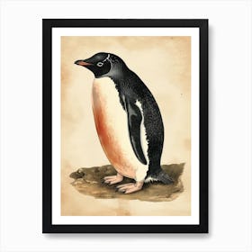 Adlie Penguin Bleaker Island Vintage Botanical Painting 1 Art Print