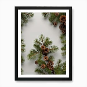 Christmas Tree With Pine Cones Art Print