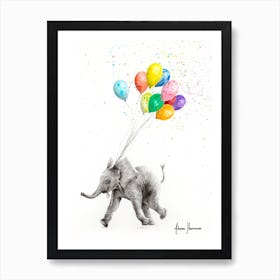 The Elephant And The Balloons Art Print