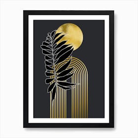 Geo Botanical Gold and Black Art Print