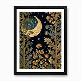 Default William Morris Print Night Sky Botanical Moon Poster V 0 3 Gigapixel Standard V2 4x Art Print