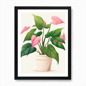 Pink Plant In A Pot 1 Art Print