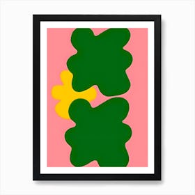 Abstract Green and Pink Flowers Art Print