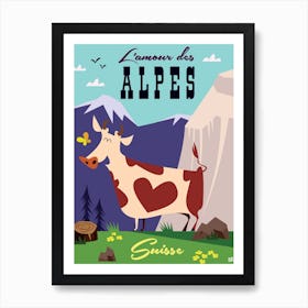 L Amour Des Alpes Poster Purple & Green Art Print