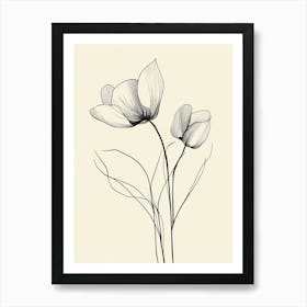 Two Flowers In Black And White Art Print