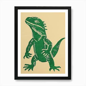 Green Iguana Bold Block 2 Art Print