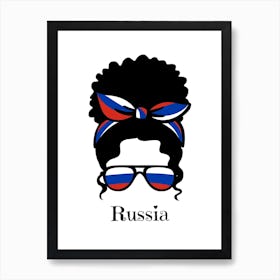 Cute Women Style Wearing Russia Flag Glasses Art Print