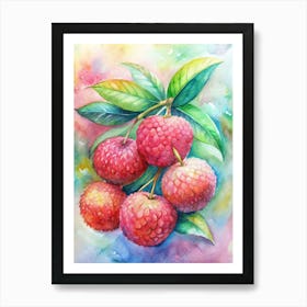 Lychee Fruit Watercolor Painting Art Print