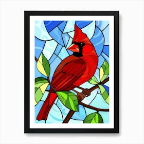 Stained Glass Cardinal Art Print