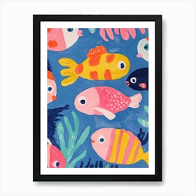 Colorful Fish Gouache Painting Art Print