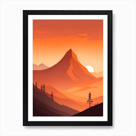 Misty Mountains Vertical Composition In Orange Tone 95 Art Print