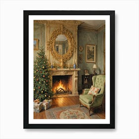 Christmas Fireplace Art Print