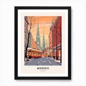 Vintage Winter Travel Poster Munich Germany 1 Art Print