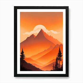 Misty Mountains Vertical Composition In Orange Tone 105 Art Print