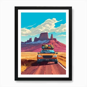 A Subaru Impreza In The Andean Crossing Patagonia Illustration 4 Art Print