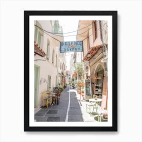 Pastel Street In Greece Art Print