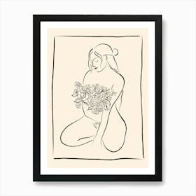 Pretty Lady With Flowers 03 Art Print