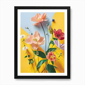 Flowers On A Yellow Background 1 Art Print