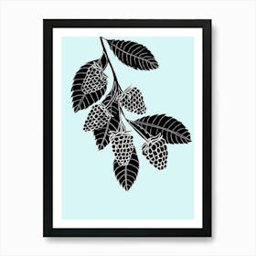 Black Raspberries On A Branch Art Print