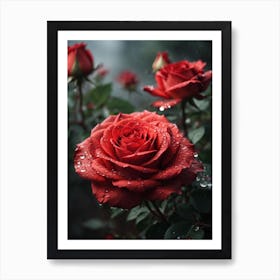 Red Roses In The Rain  Print Art Print