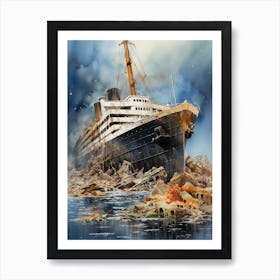 Titanic White Star Watercolour 2 Art Print