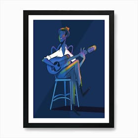 Blues Man Playing Guitar Art Print