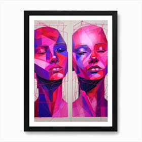 Abstract Geometric Lady Portrait 14 Art Print