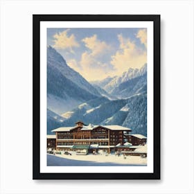 Ischgl, Austria Ski Resort Vintage Landscape 1 Skiing Poster Art Print