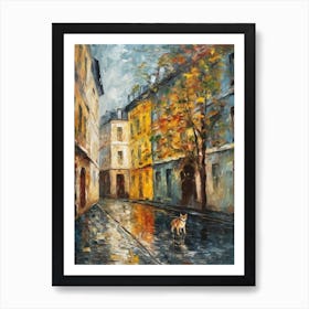 Painting Of A Street In Berlin With A Cat 3 Impressionism Art Print