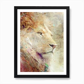 Lion Art Painting Drawing Vintage Retro Illustration Design 03 Art Print