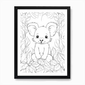 Line Art Jungle Animal Koala 3 Art Print