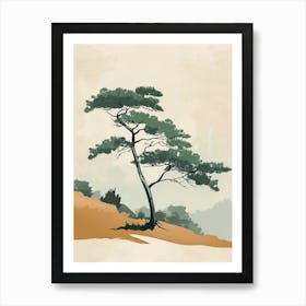 Yew Tree Minimal Japandi Illustration 3 Art Print