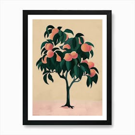 Peach Tree Colourful Illustration 1 Art Print