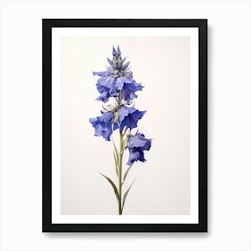 Pressed Flower Botanical Art Larkspur 1 Art Print