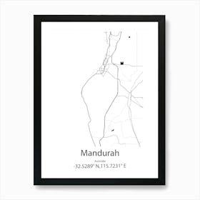 Mandurah,Australia Minimalist Map Art Print