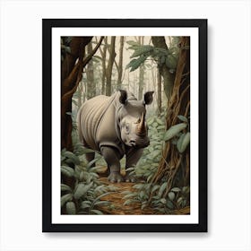 Rhino Deep In The Nature 1 Art Print