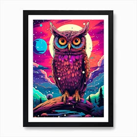 Owl In Space Art Print