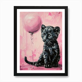 Cute Black Panther 1 With Balloon Art Print