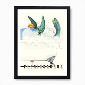 Dinosaur Plesiosaur In The Bath Art Print