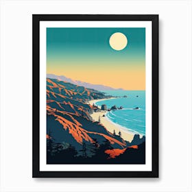 Big Sur California, Usa, Bold Outlines 2 Art Print