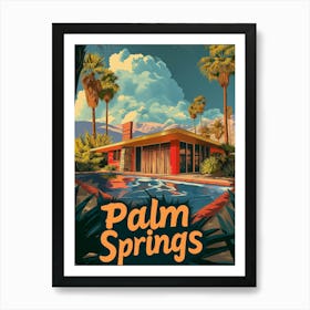 Poolside Paradise: A Retro Palm Springs Poster Art Print