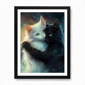 Two Cats Hugging 4 Art Print