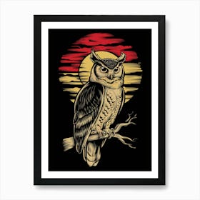 Owl At Sunset Art Print