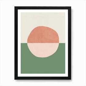 Painted Shapes Abstract Composition Horizon Pink Green Art Print