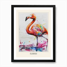 Flamingo Colourful Watercolour 3 Poster Art Print