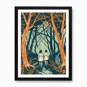 Two Girls In The Woods Art Print