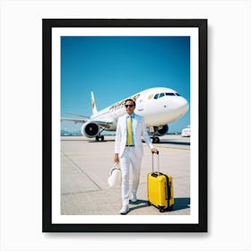 Large White Vacation Transportation Beach Isolated Bag Signs Yellow Happy Protection Air (8) Art Print