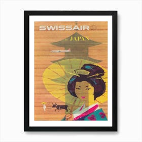 Japan Vintage Travel Poster, Geisha Girl Art Print